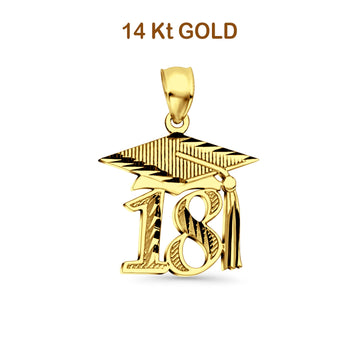 14K Yellow Gold Graduation Pendant with Year 25mmX18mm 1.6 grams